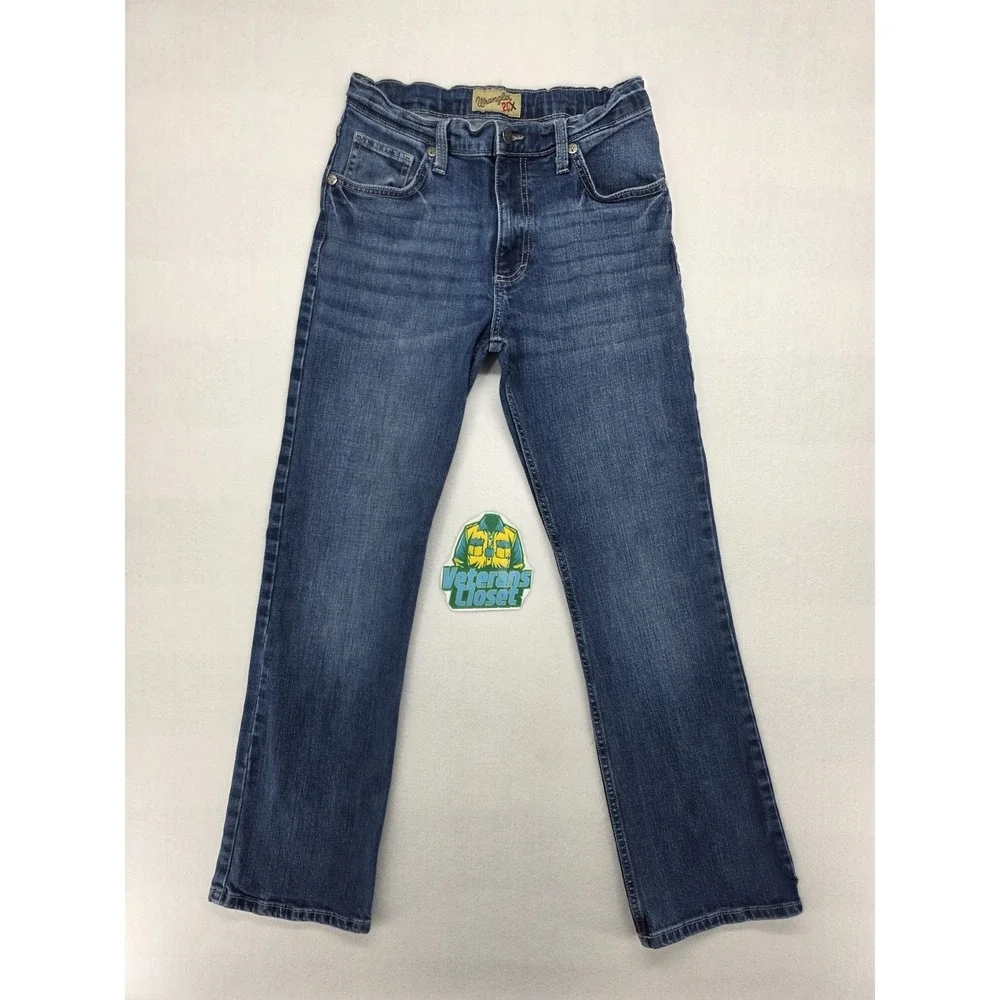 Wrangler 20X Boys Jeans Size 16 Regular Adjustable Waist Blue Straight 112338560